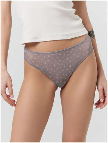 Трусы слипы женские серые из сеточки и кружева Mark Formelle / 103218811 - вид 2