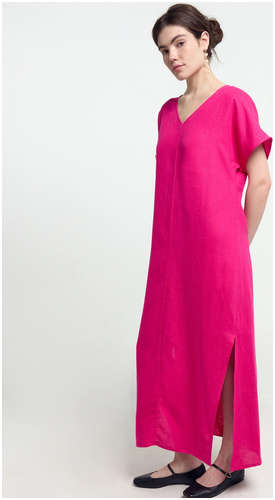 Платье женское домашнее в розовом цвете изо льна и вискозы Mark Formelle / 103184642 - вид 2