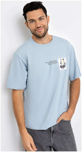 Хлопковая футболка с иллюстрацией нейросети в голубом цвете Mark Formelle 103168681
