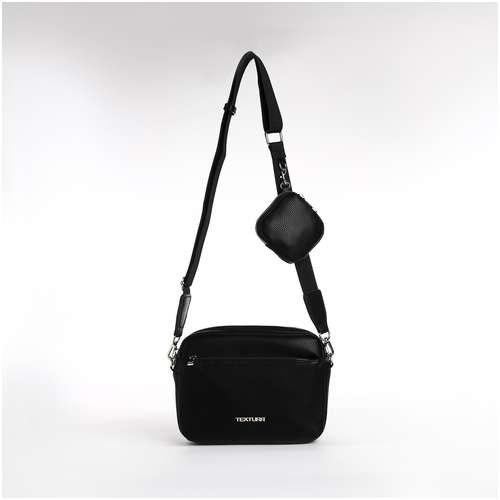 Сумка женская на молнии textura, маленький размер, цвет черный / 103163816 - вид 2