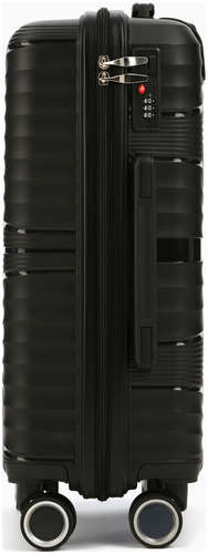 Чемодан на колесах маленький 44 л (s), на молнии, кодовый замок, черный / 103237003 - вид 2