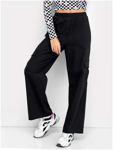 Свободные брюки карго черного цвета с тесьмой в поясе Mark Formelle / 103181466 - вид 2