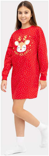 Сорочка ночная для девочек новогодняя в красном цвете со звездочками Mark Formelle / 103171713