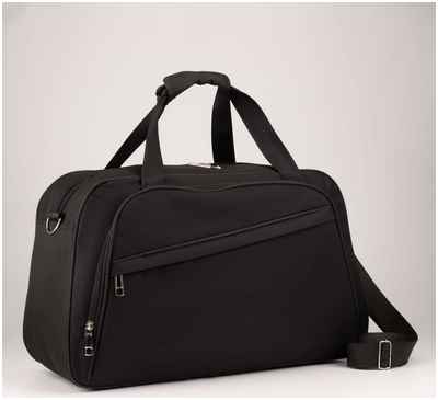 Сумка дорожная на молнии, 2 наружных кармана, держатель для чемодана, длинный ремень, цвет черный 10336351