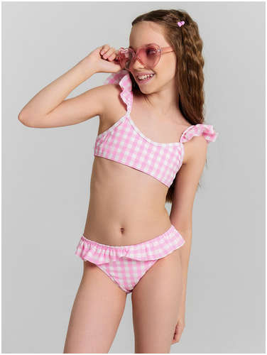 Купальник для девочек раздельный розовый в клетку Mark Formelle 103234346