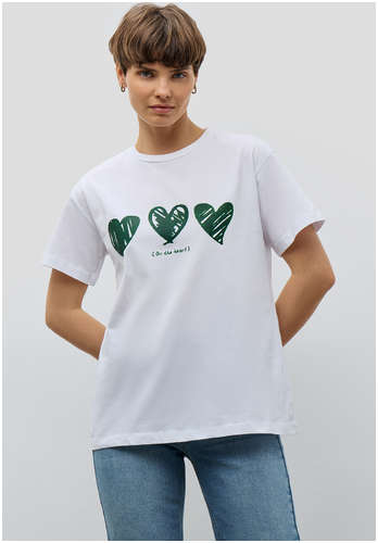 Хлопковая футболка прямого кроя с принтом BAON B2323076 / 11533047