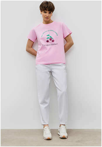 Хлопковая футболка свободного кроя с принтом BAON B2323082 / 11532978 - вид 2