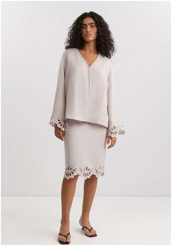 Блузка из вискозы и льна BAON B1725027 / 11556631 - вид 2