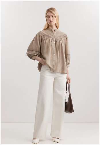 Блузка из вискозы и льна BAON B1725034 / 11557806 - вид 2