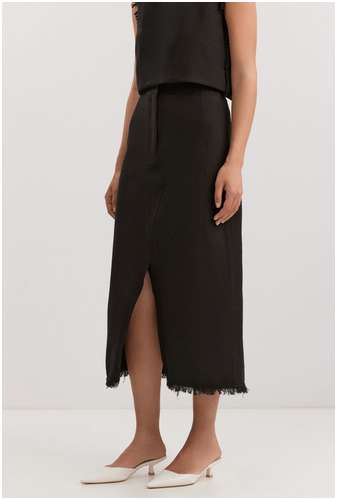 Юбка из хлопка и льна BAON B4725018 / 11558127 - вид 2