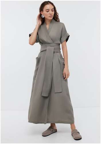 Платье макси кимоно из вискозы и льна BAON 11546232