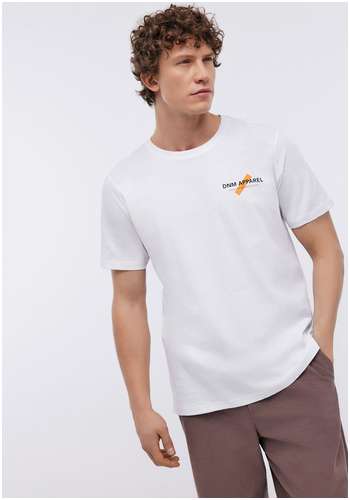 Белая базовая футболка из хлопка с принтом BAON B7324053 / 11546711