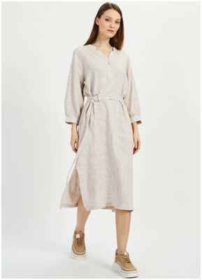 Льняное платье-рубашка с поясом baon 1156065