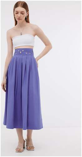 Юбка миди из хлопкового поплина BAON B4724013 / 11543517 - вид 2