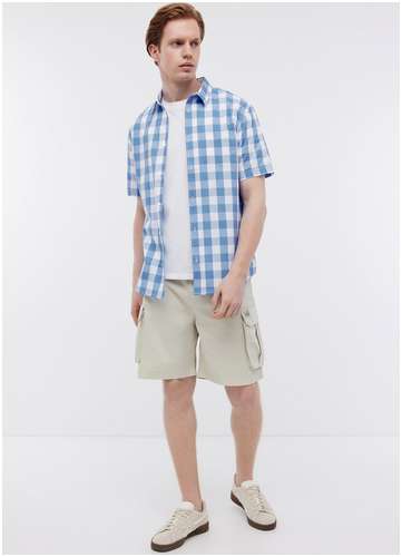 Рубашка из хлопка с коротким рукавом в клетку BAON B6824002 / 11546167 - вид 2