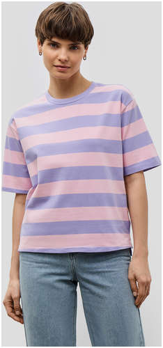 Хлопковая футболка прямого кроя в широкую полоску BAON B2323075 / 11533053