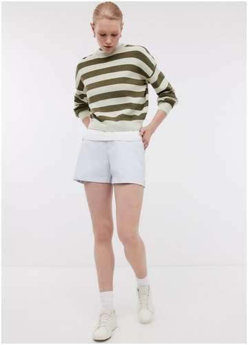 Однотонные шорты их хлопка с манжетами-отворотами BAON B3224035 / 11543107 - вид 2