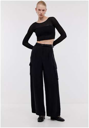 Брюки карго из вискозы купро с накладными карманами BAON B2924044 / 11545024 - вид 2