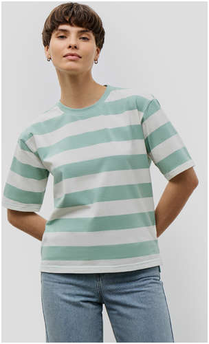 Хлопковая футболка прямого кроя в широкую полоску BAON B2323075 / 11532929