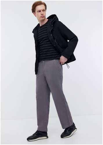 Черная базовая футболка в полоску BAON B7324058 / 11546133 - вид 2