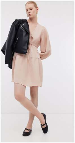 Платье мини в стиле бэби-долл из льна и вискозы BAON B4524077 / 11543259 - вид 2