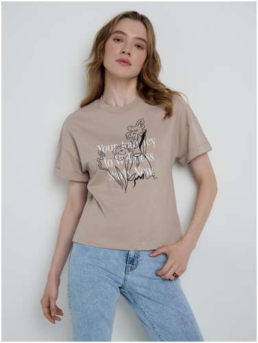 Джемпер женский футболка из хлопка с рисунком «Wellness» LD 2114 Conte 1229749
