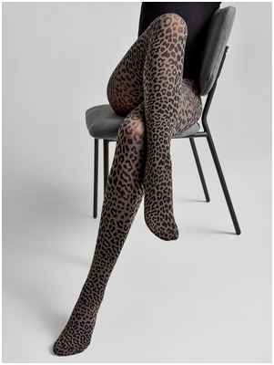 Колготки женские с леопардовым рисунком LEO Lycra® марсала цвета Conte 1226357