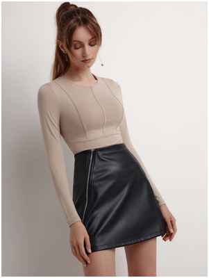 Юбка женская Mini-юбка из экокожи на ассиметричной молнии LU 1816 Conte 12281