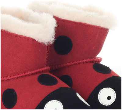 Детские ботинки из овчины (угги) EMU Australia(Ladybird Walker B10317), красные / 12710222 - вид 2