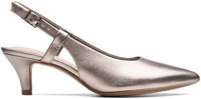 Женские туфли с закрытым мыском/открытой пяткой Clarks, серебряные / 12710211 - вид 2