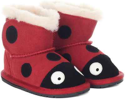 Детские ботинки из овчины (угги) EMU Australia(Ladybird Walker B10317), красные 12710222